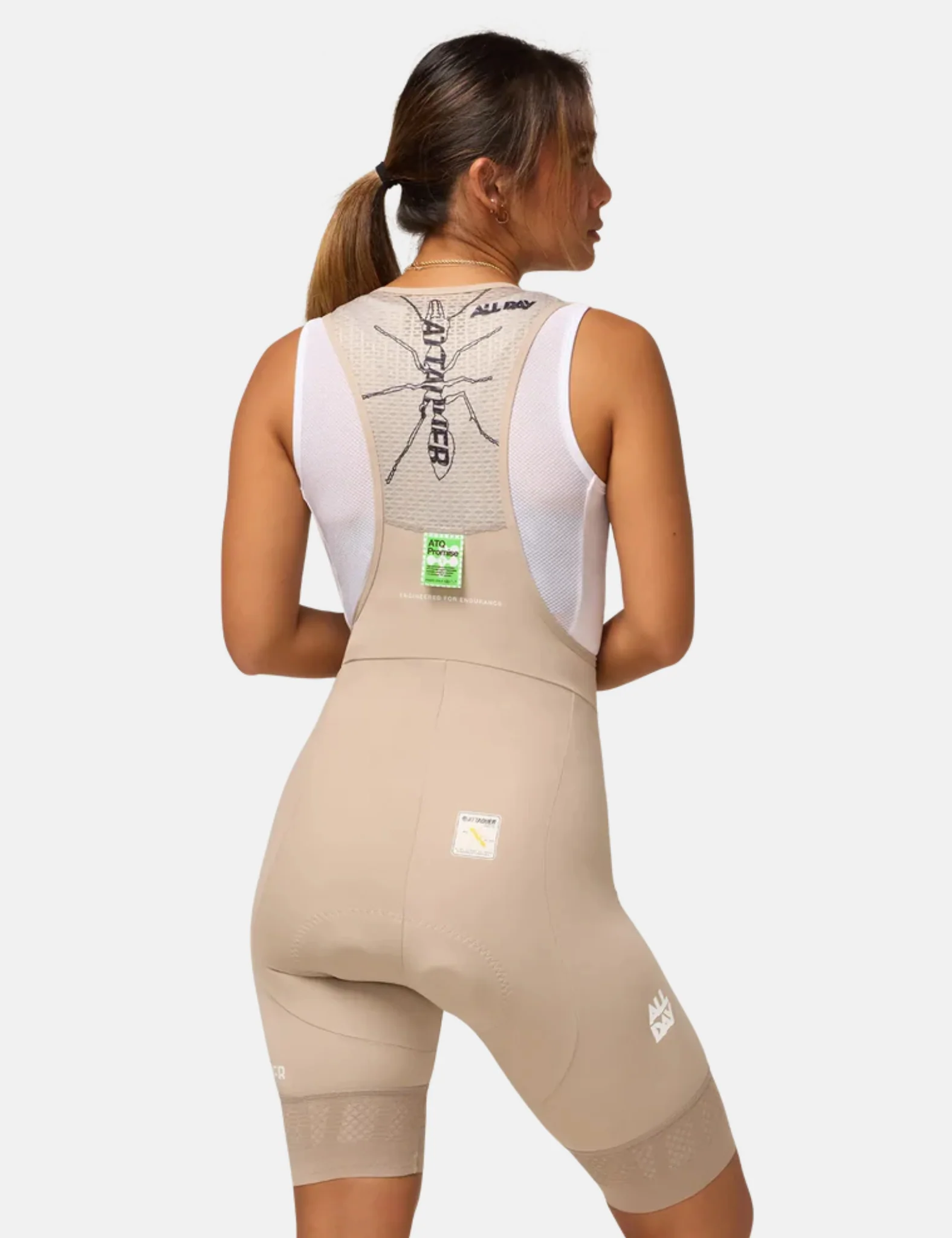 Attaquer Womens All Day Bib Shorts - Eggshell - Image 4