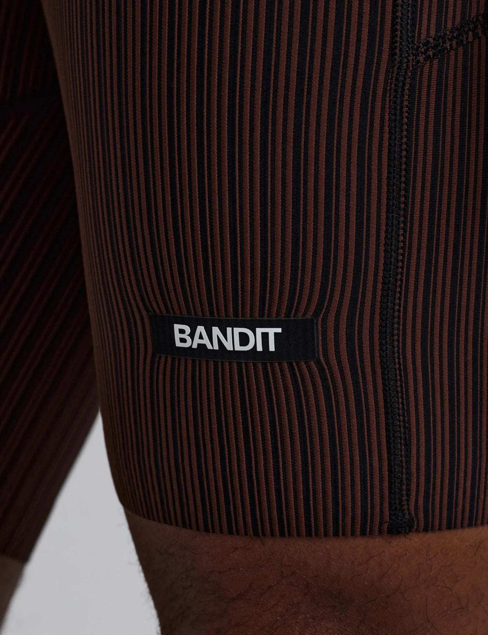 Bandit Men's Striped Cadence™ 7 Pocket Lined Half Tights - Cacao Brown/Black - Image 2