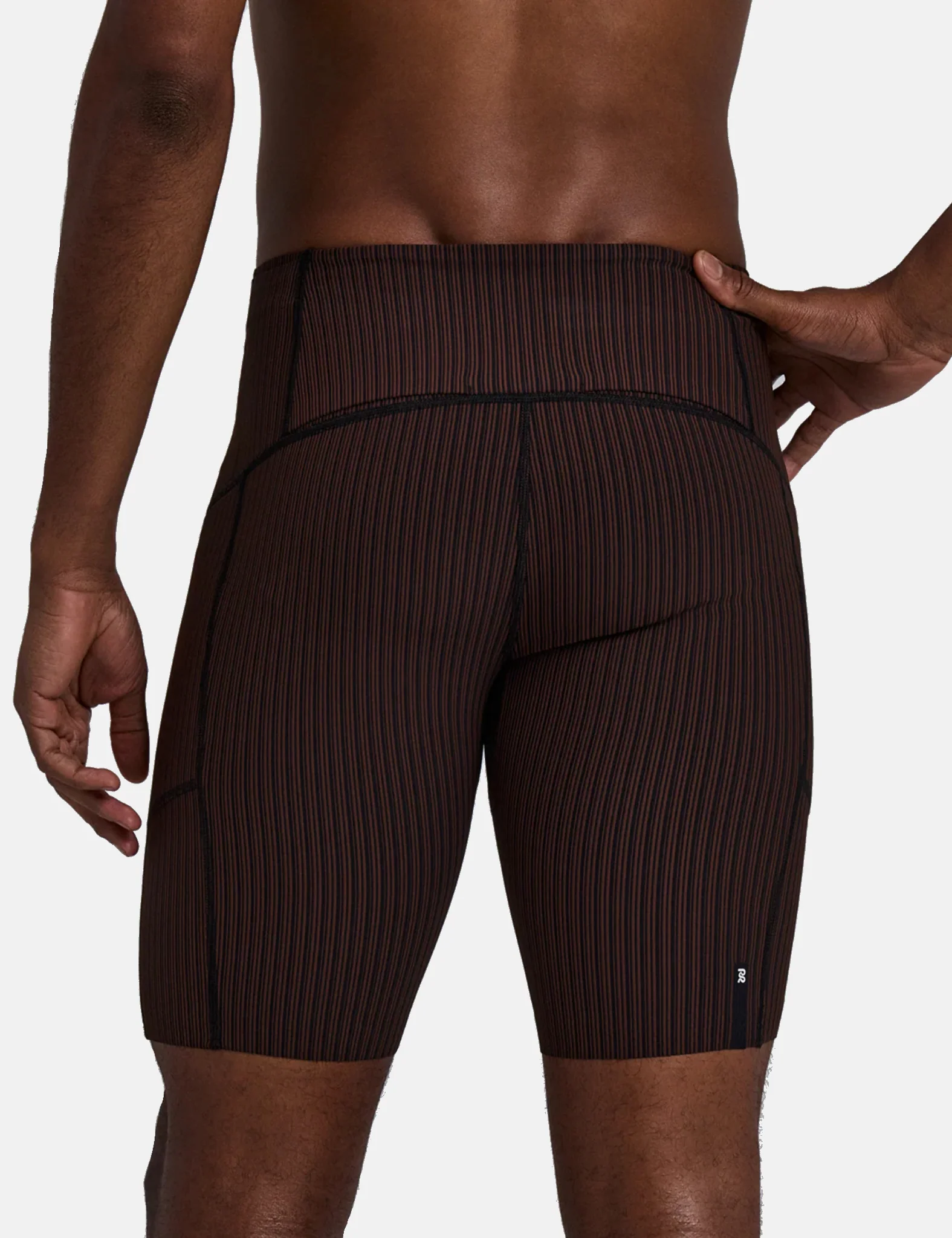 Bandit Men's Striped Cadence™ 7 Pocket Lined Half Tights - Cacao Brown/Black - Image 4