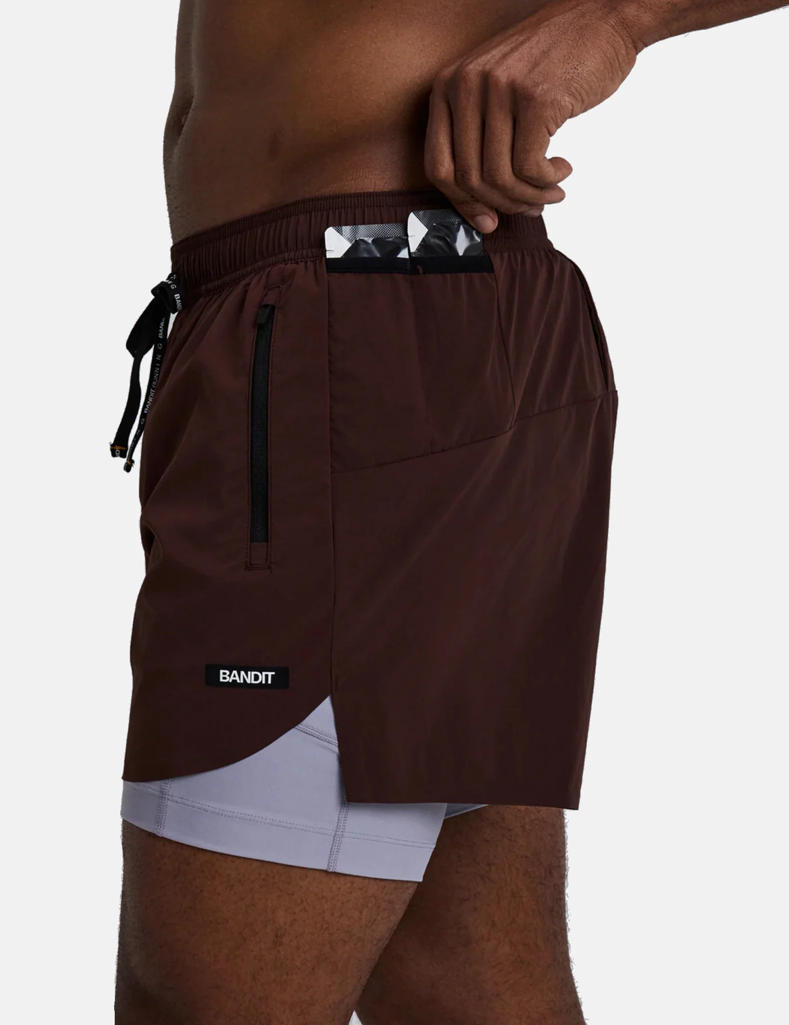 Bandit Men's Vento Next Gen 2-In-1 Run Shorts - Cacao Brown - Image 6