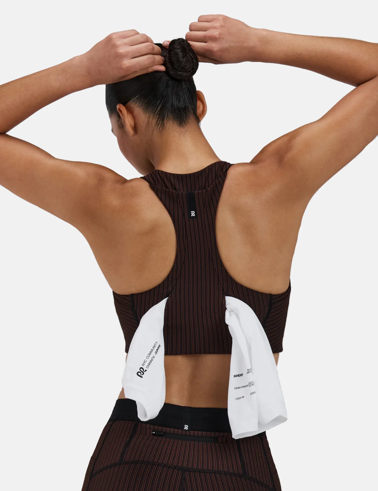 Bandit Women's Striped Cadence™ Longline Bra - Cacao Brown/Black - Image 2