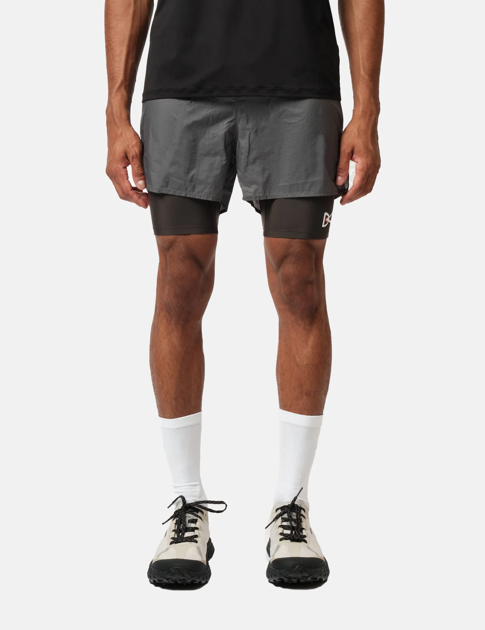 District Vision Ripstop Layered Trail Shorts - Charcoal-Slate Brown