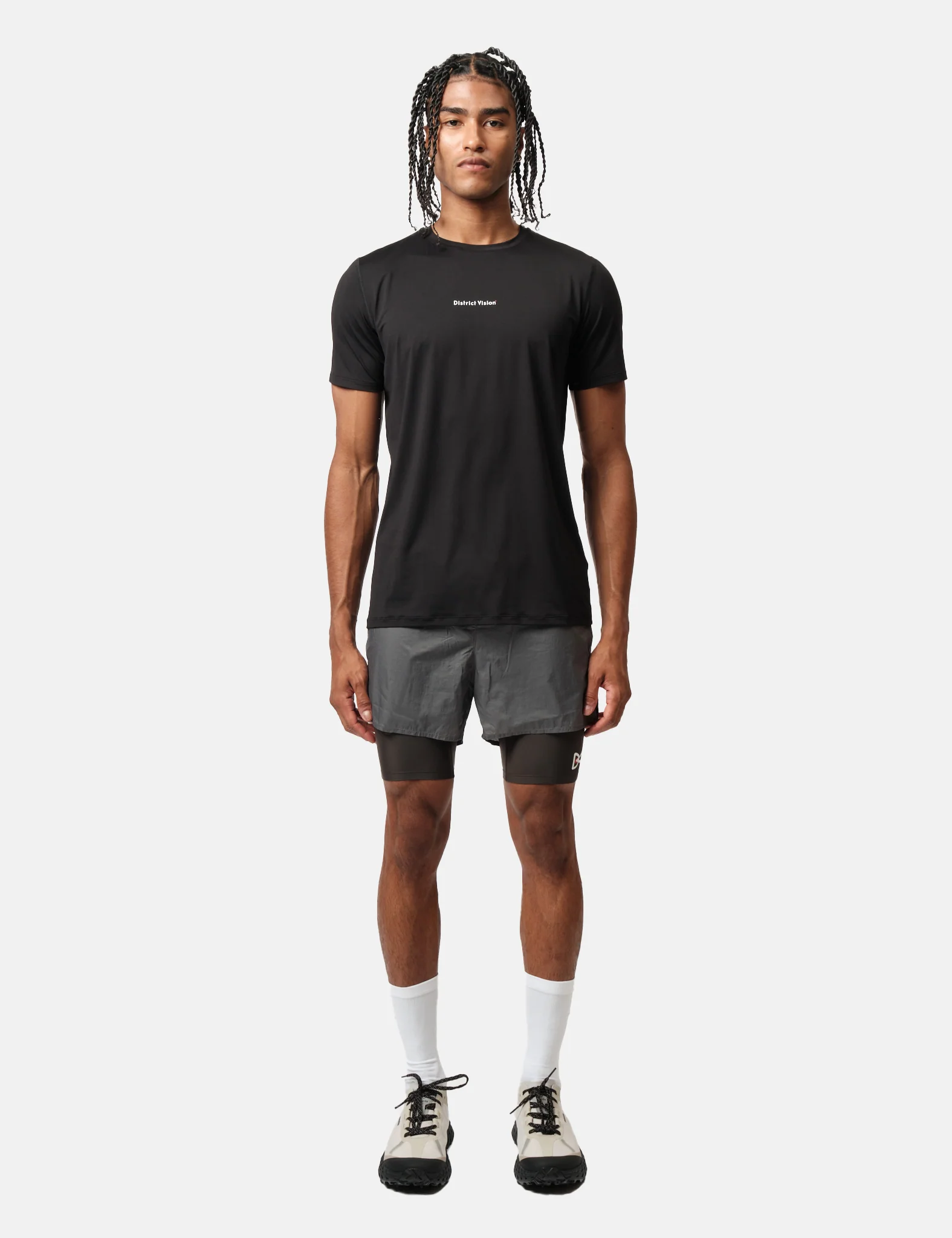 District Vision Ultralight Aloe Short Sleeve T-Shirt - Black Wordmark - Image 3