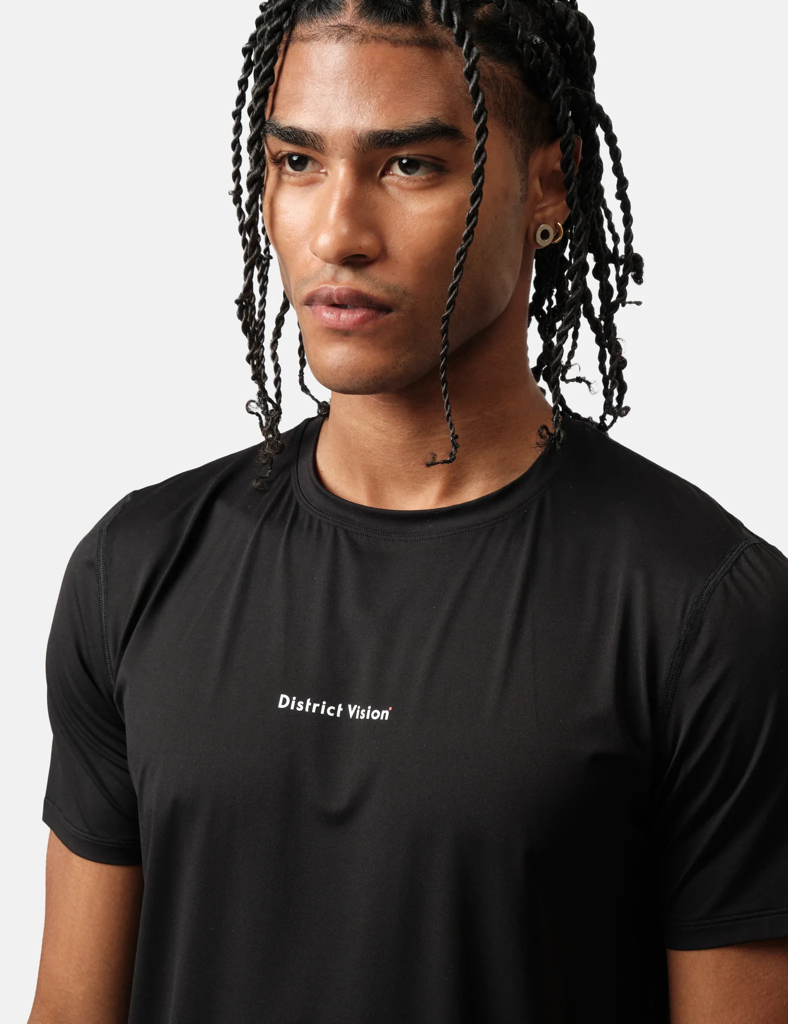 District Vision Ultralight Aloe Short Sleeve T-Shirt - Black Wordmark - Image 4