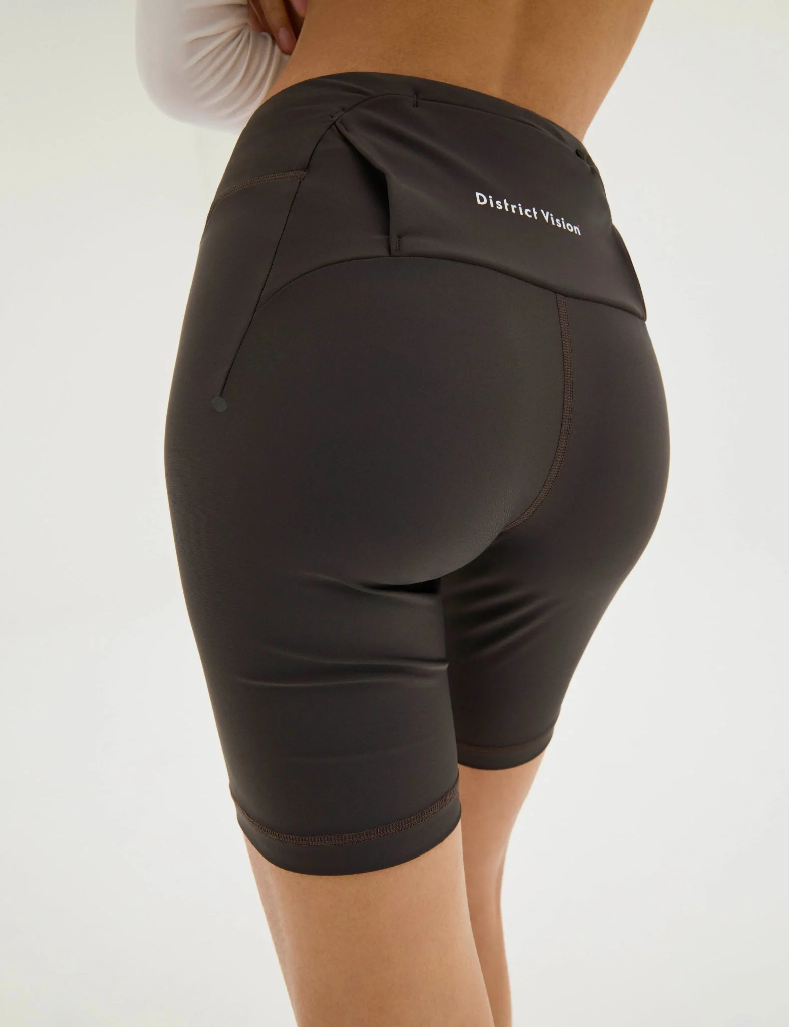 District Vision Womens 7in Pocketed Half Tights - Slate Brown - Image 2