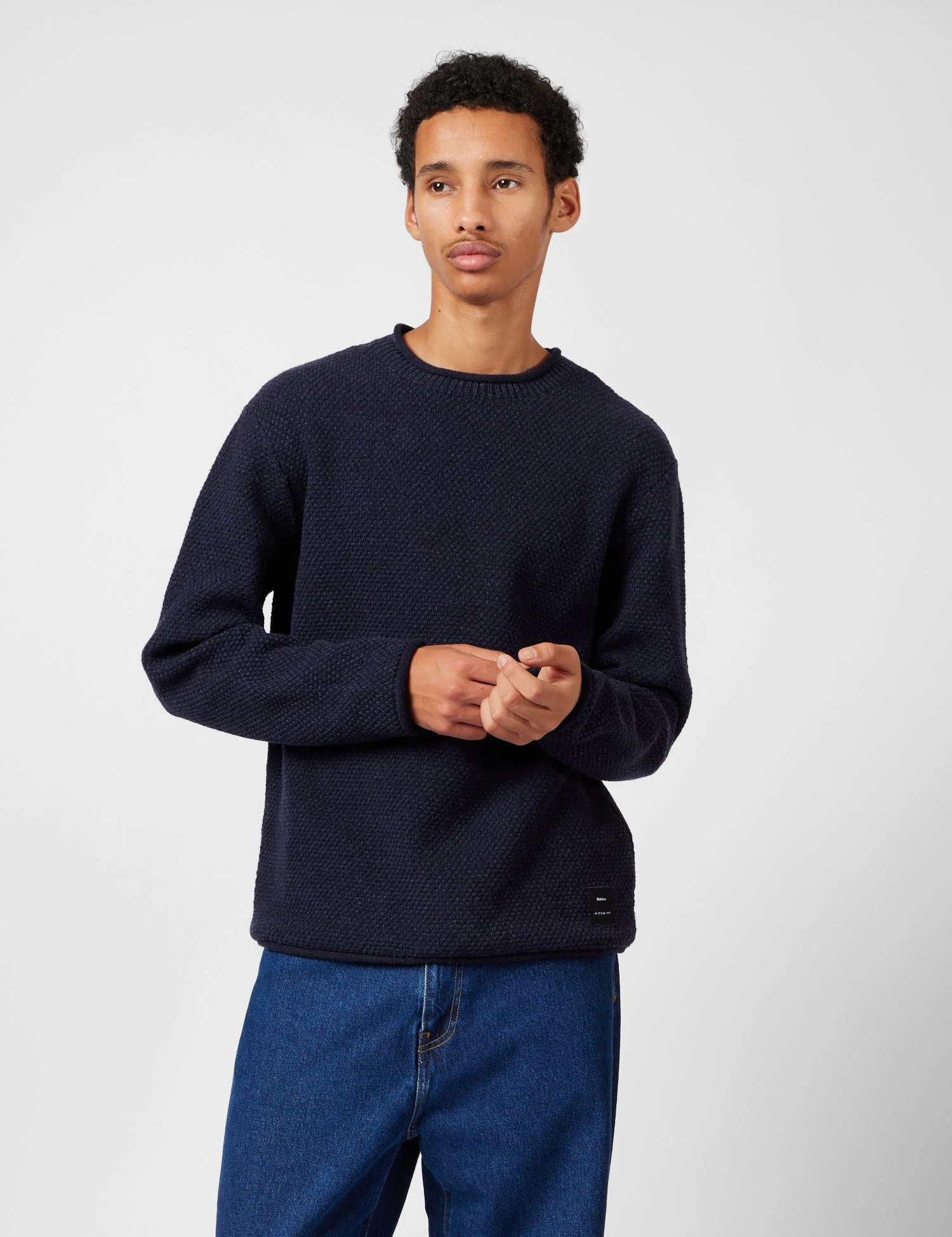 Finisterre Barents Jumper (Wool Mix) - Indigo Blue - Image 6