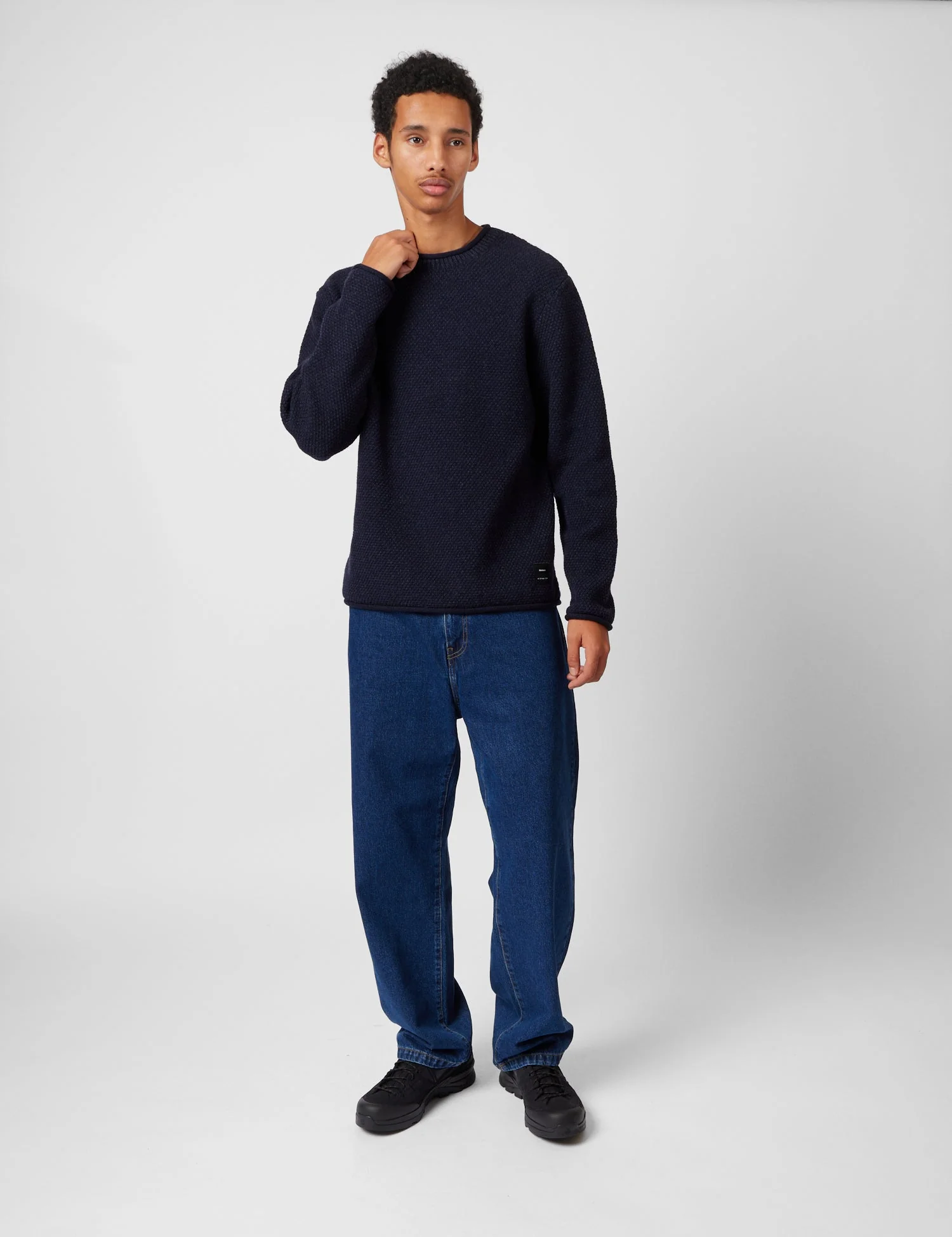 Finisterre Barents Jumper (Wool Mix) - Indigo Blue - Image 7