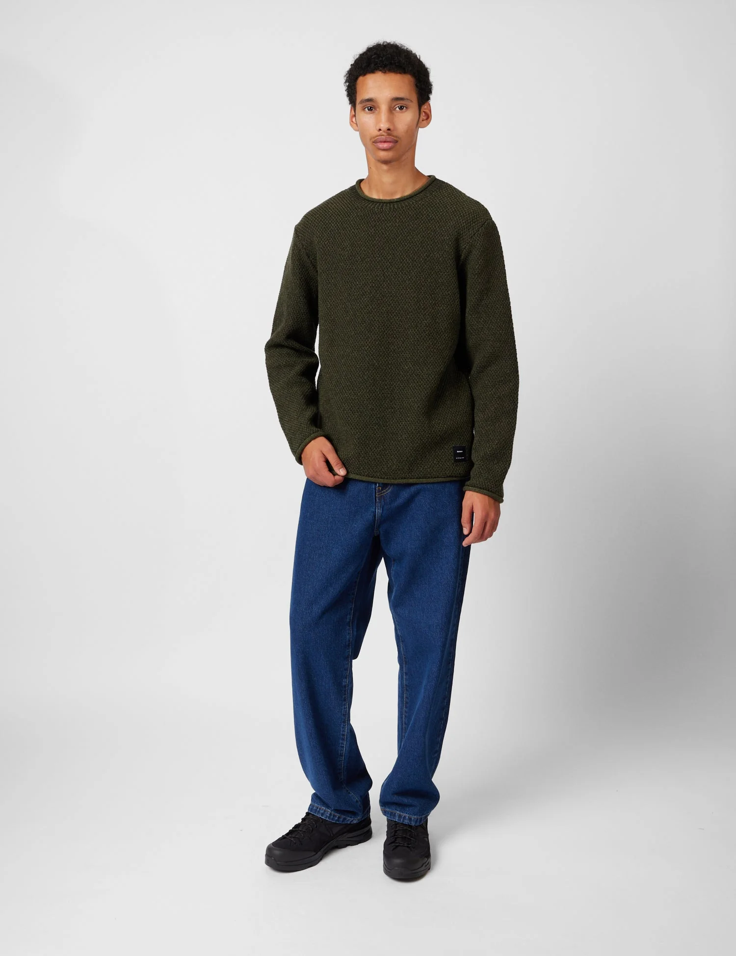 Finisterre Barents Jumper (Wool Mix) - Olive Green - Image 4