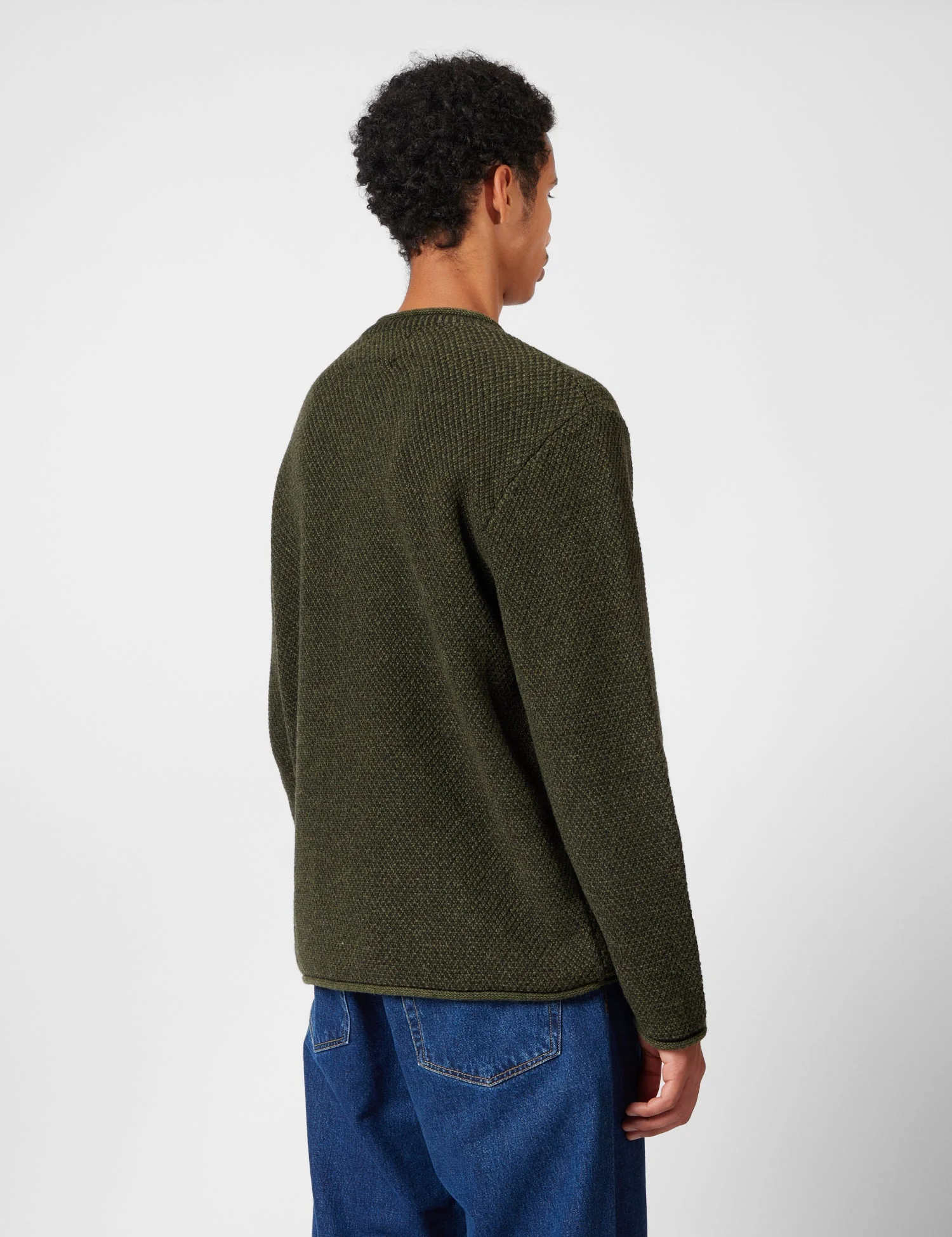 Finisterre Barents Jumper (Wool Mix) - Olive Green - Image 5