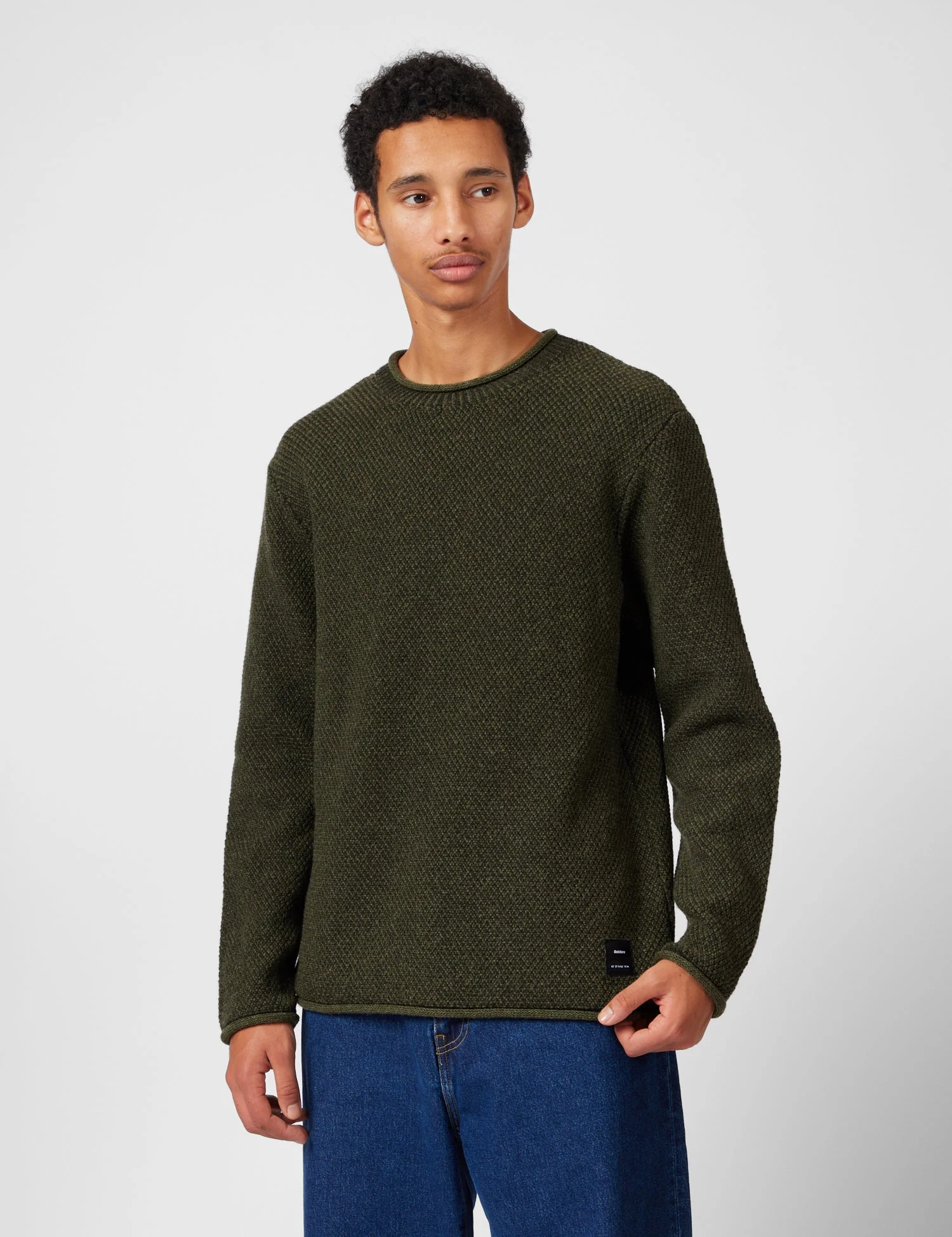 Finisterre Barents Jumper (Wool Mix) - Olive Green - Image 6