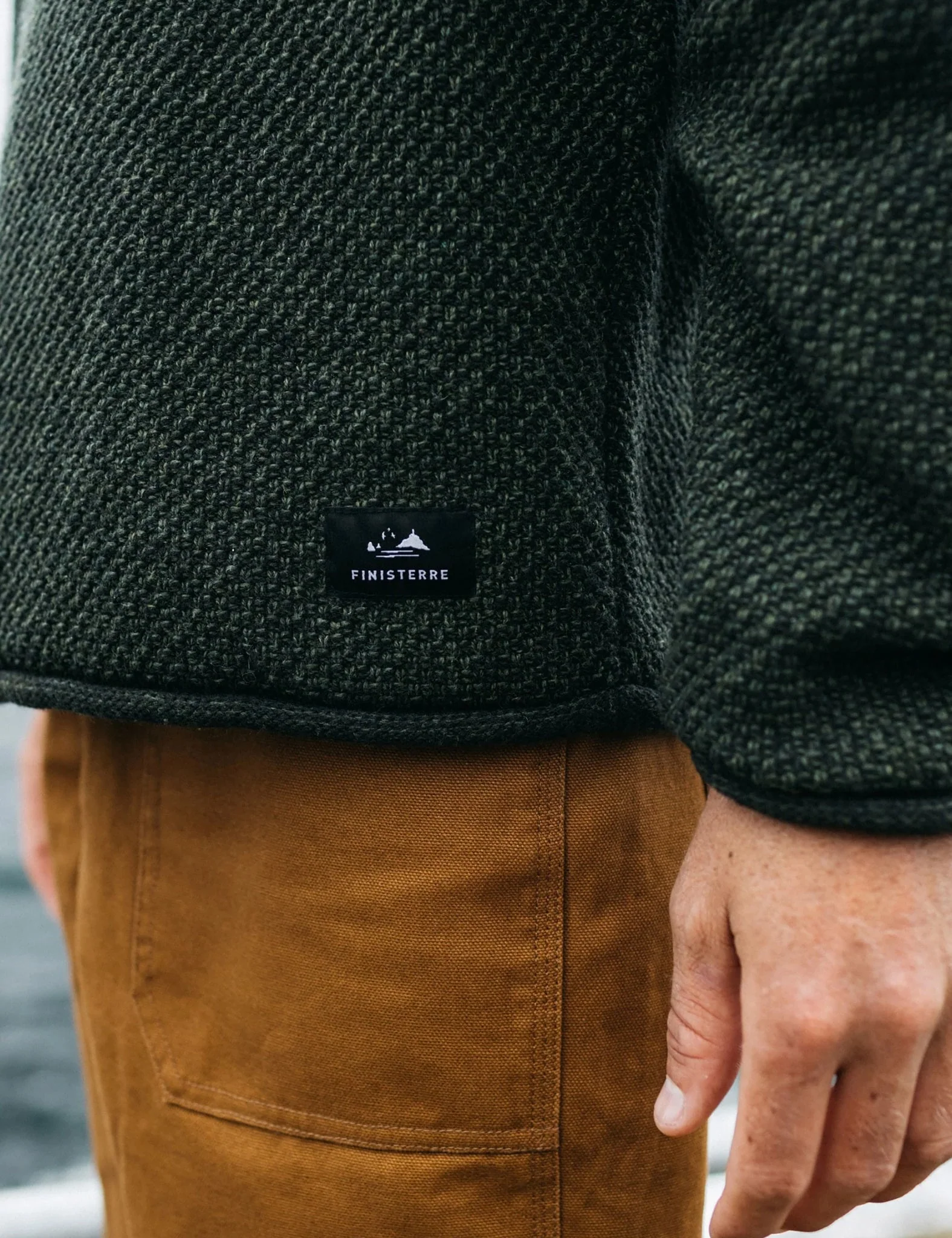 Finisterre Barents Jumper (Wool Mix) - Olive Green - Image 7