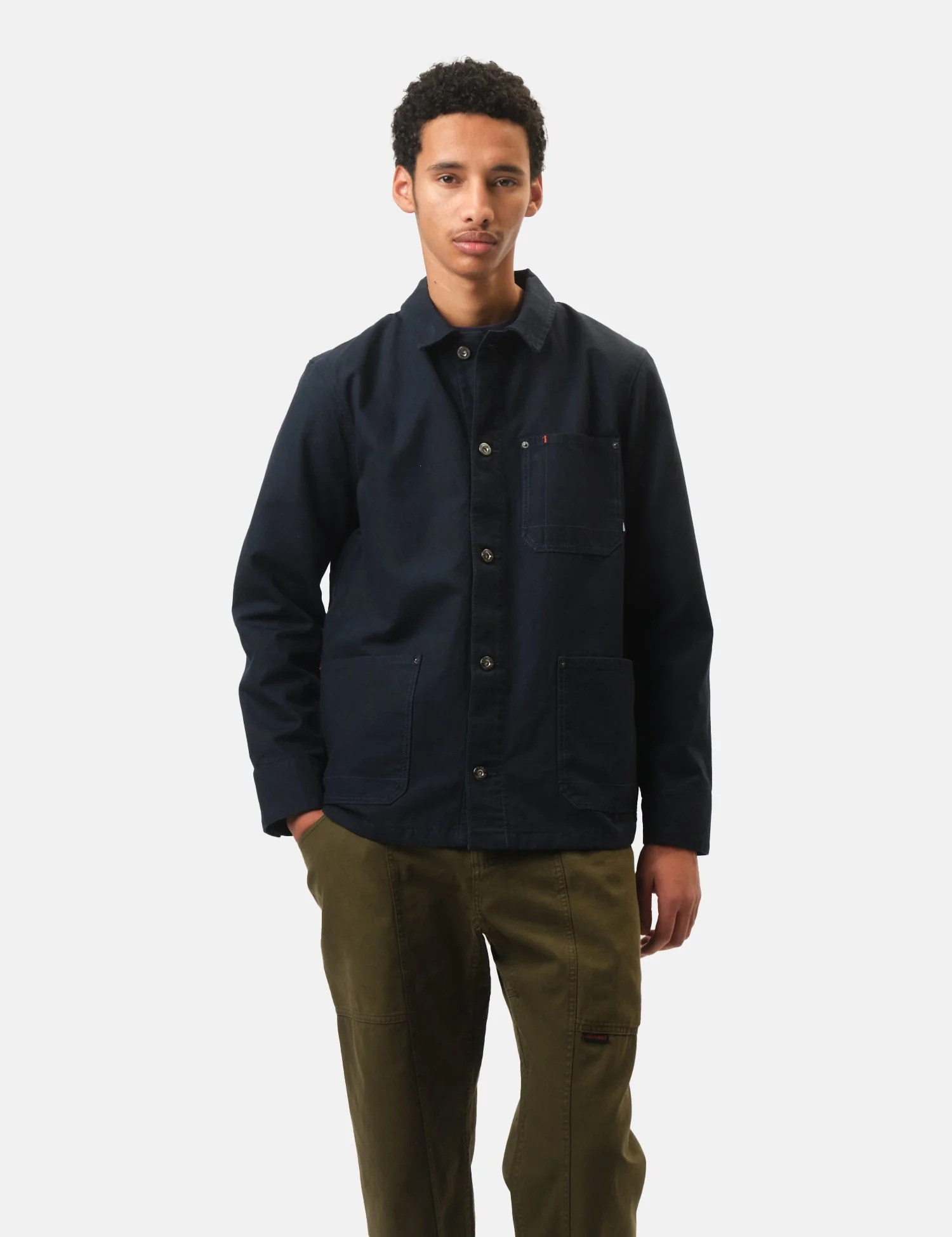 Finisterre Basset Flannel Lined Jacket - Navy Blue - Image 6