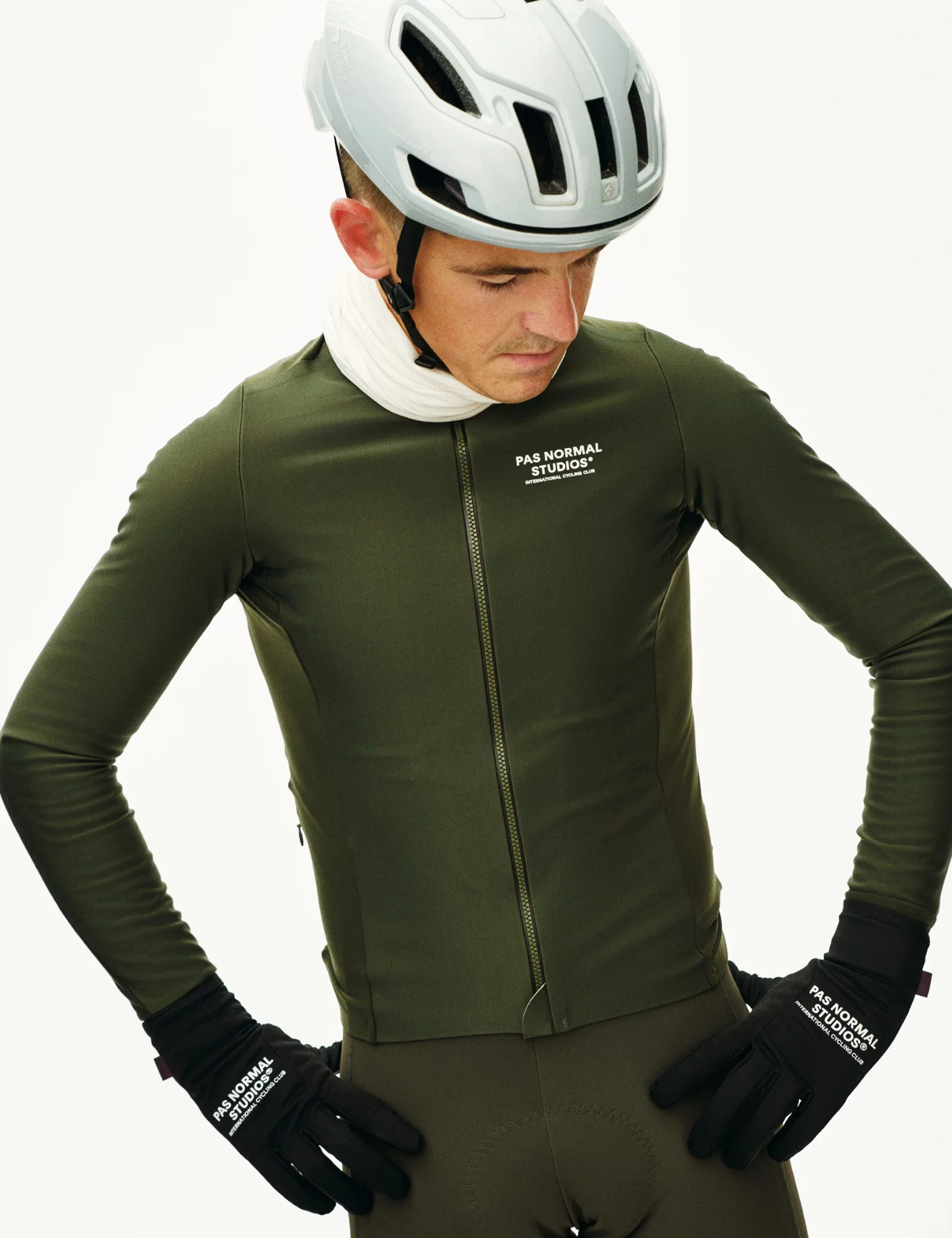Pas Normal Studios Mechanism Thermal Long Sleeve Jersey - Dark Olive Green - Image 3