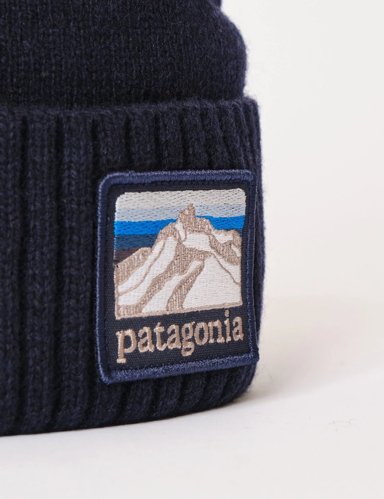 Patagonia Brodeo Line Logo Ridge Beanie Hat - Classic Navy Blue - Image 2