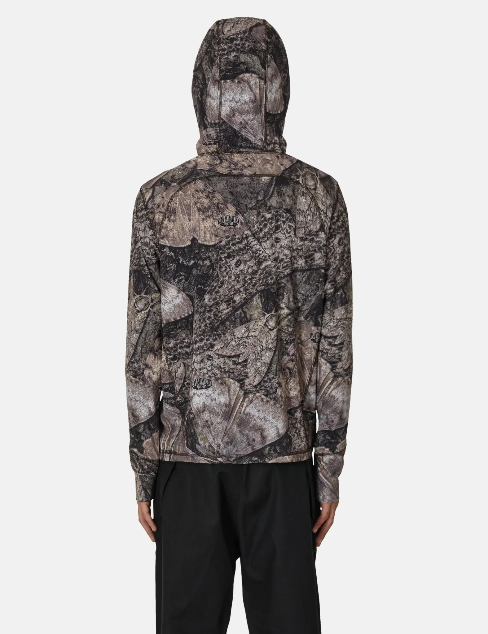 ROA Lio Baselayer Moth Print Long Sleeve Hoodie - Brown - Image 4