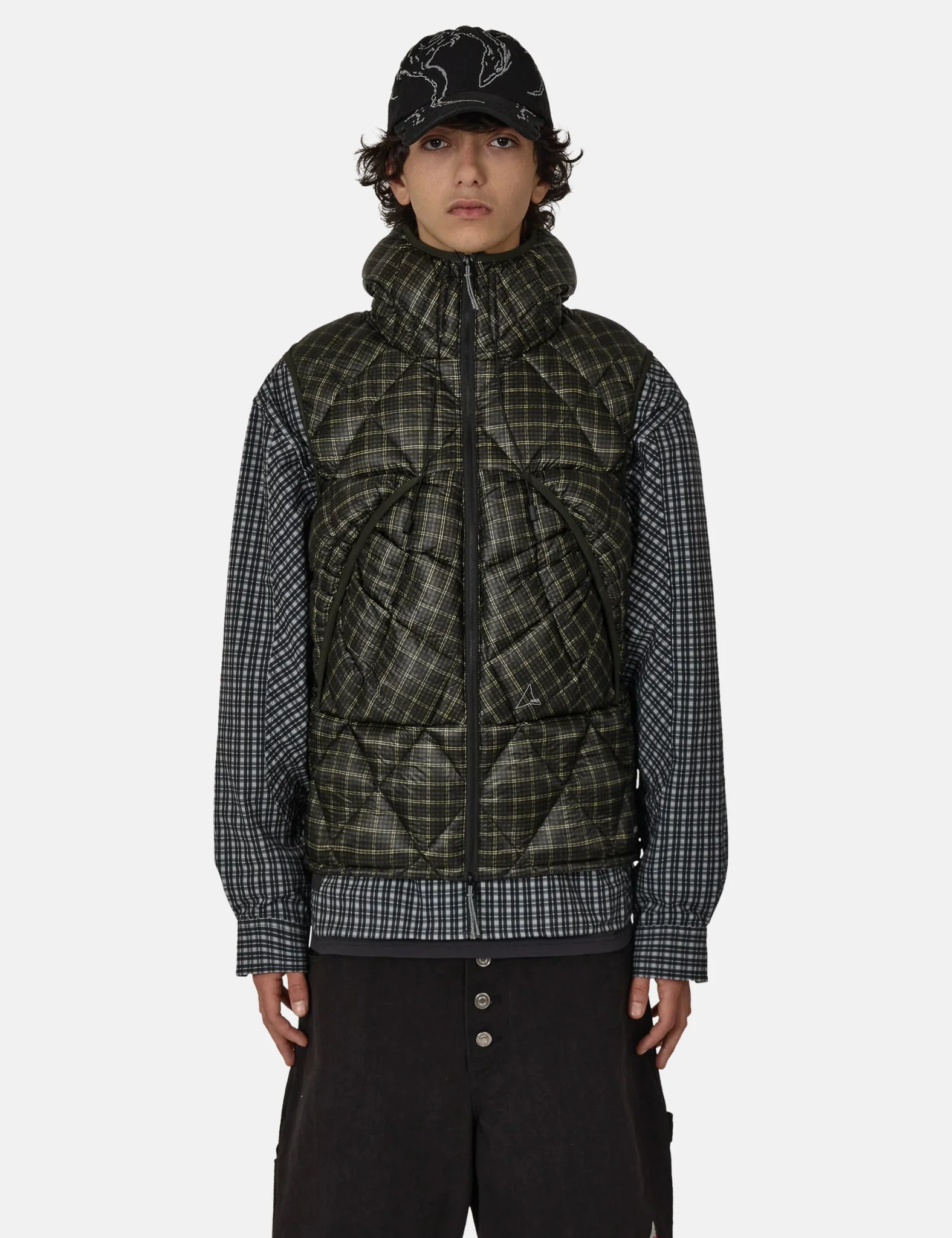 ROA Nuna 600 Fill Power Check Hooded Down Vest - Anthracite Grey