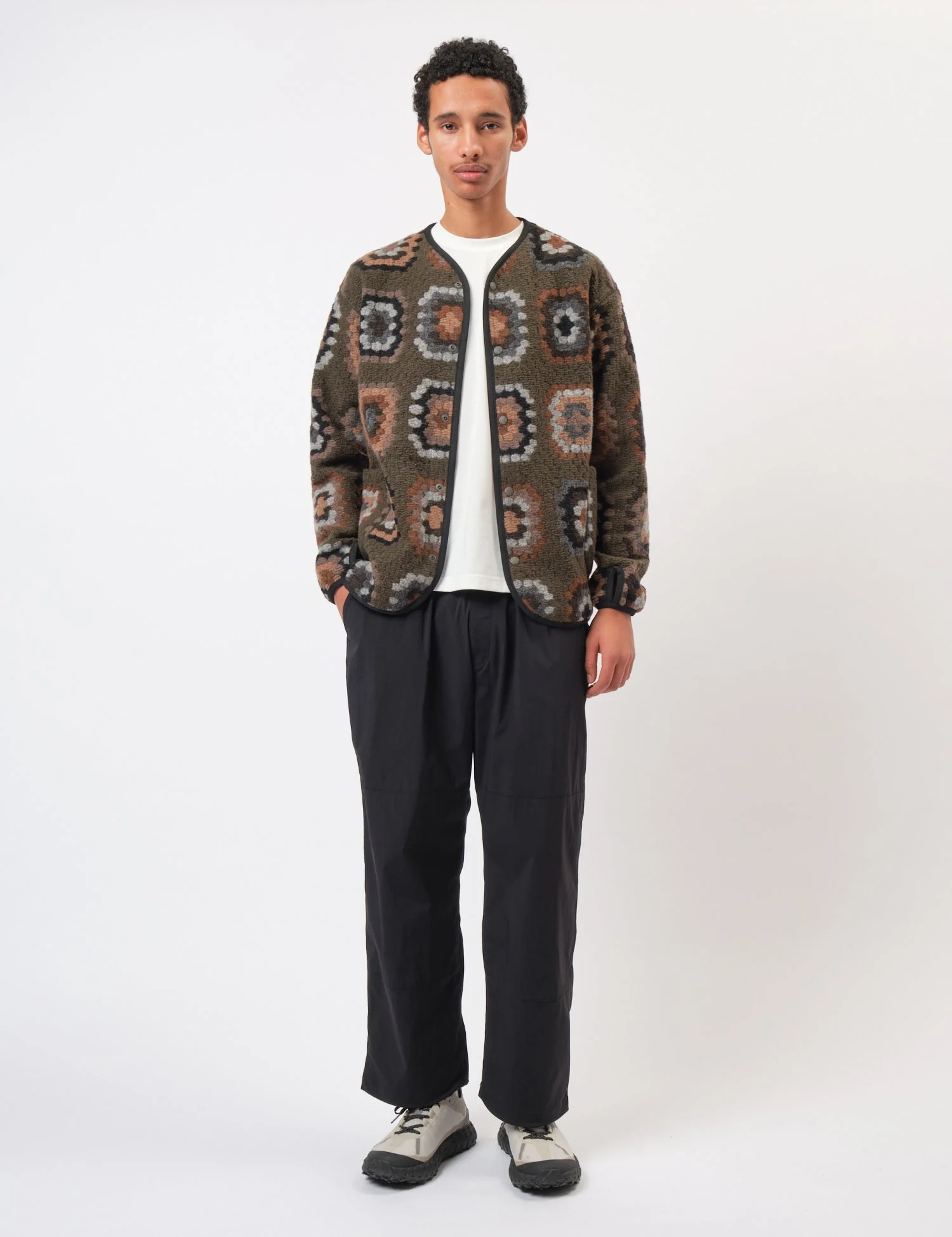 Snow Peak Wool Jacquard Cardigan - Olive Green - Image 3