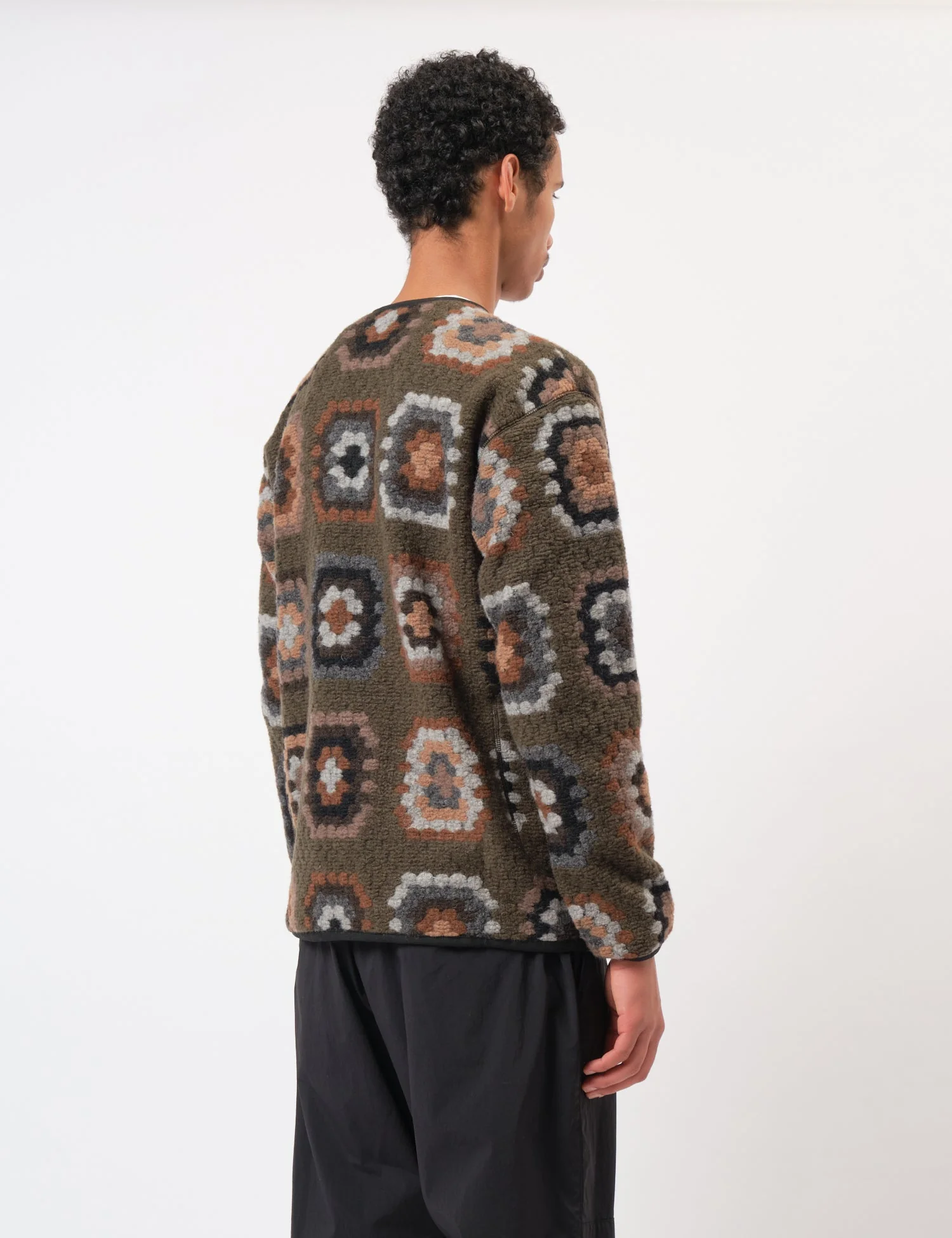 Snow Peak Wool Jacquard Cardigan - Olive Green - Image 4